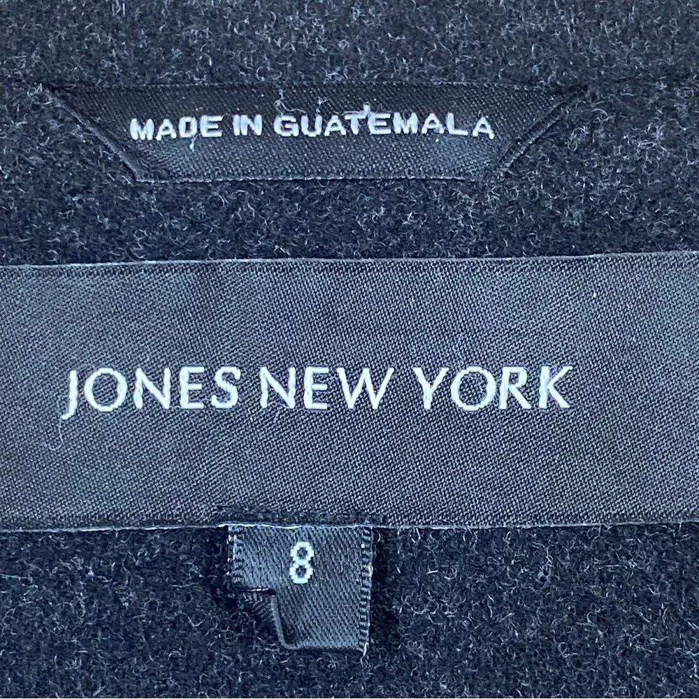 Jones New York Wool Cashmere‎ Blend Coat Size 8 Black Classic Preppy Essential